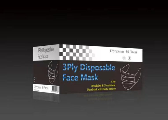 3ply Disposable Face Mask (box of 50)