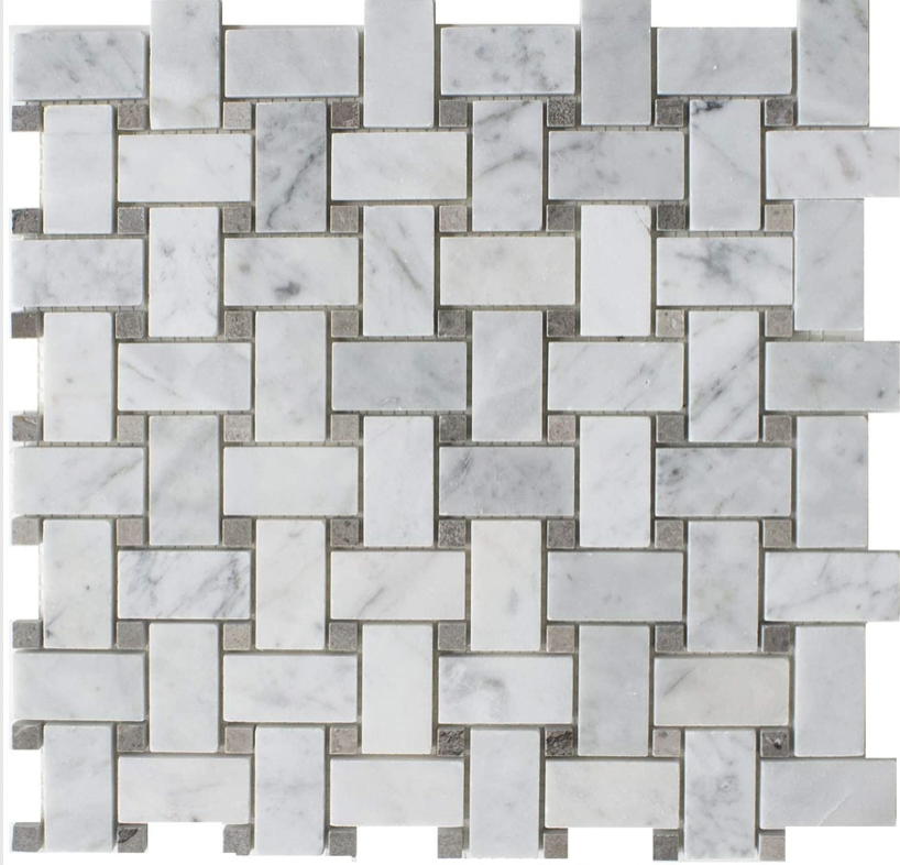 BASKETWEAVE CARRARA + CINDERELLA GREY DOT – Best Price Tiles