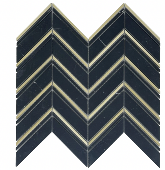 CHEVRON NERO+GOLD HONED -03